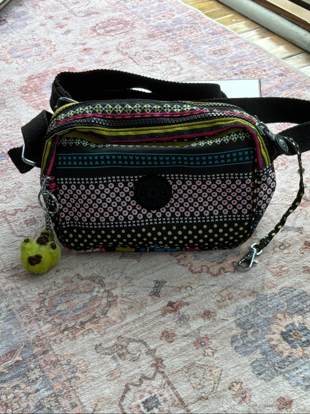 Kipling Black Multicolor Patterned Crossbody Bag - Women's Shoulder Bag